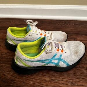 White and Blue Athletic Shoes